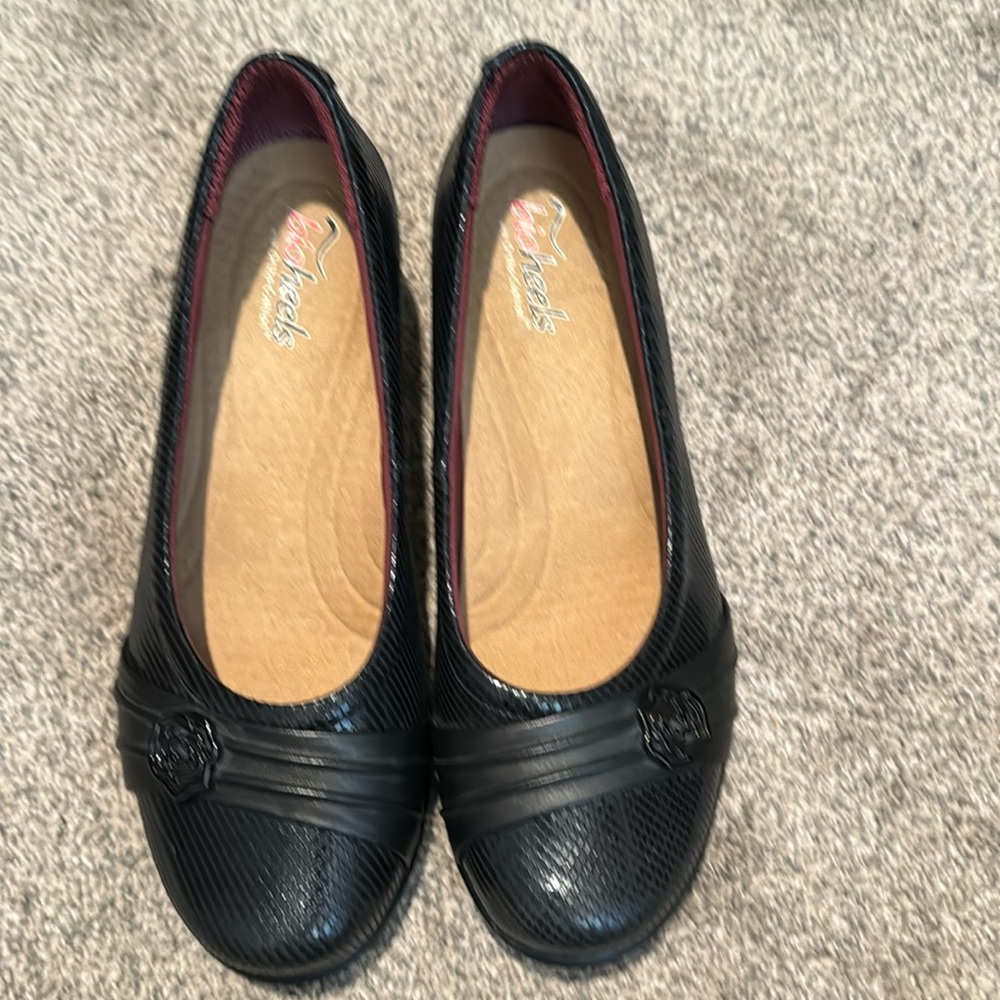 Dress Black Leather Mary Jane Style Bioheels size 10 Wide width